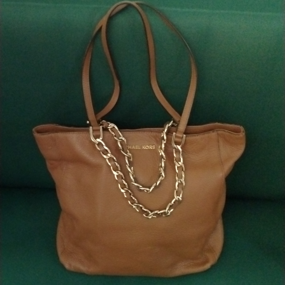 Michael Kors Brown Tote with Leather and Chain Handles